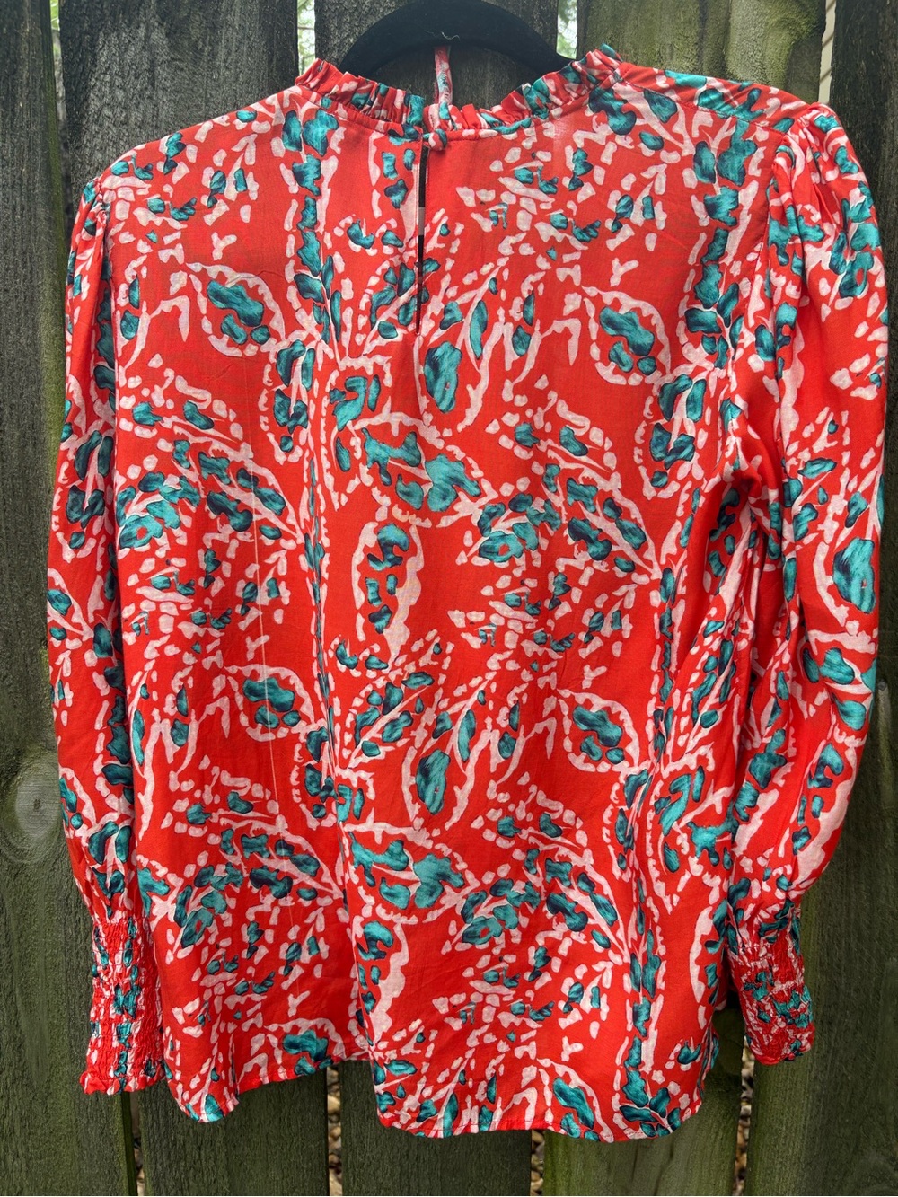 NWT Maxime Zeaberg Coral and Teal Blouse Size 2 - Picture 4 of 10
